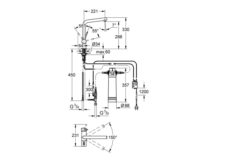 Комплект зі змішувачем для кухні GROHE Blue Minta New Pure 31345002