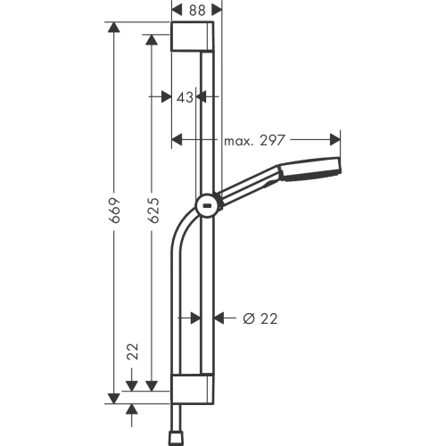 Душовий набір Hansgrohe Pulsify Select Relaxation 105 3jet 65 см EcoSmart Chrome 24161000 (Пошкоджене пакування)