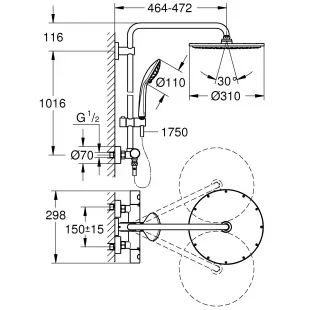 Душевая система Grohe Euphoria 310 26075GL0 Золото