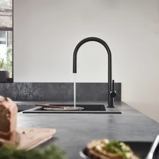 Смеситель Hansgrohe Talis M54 для кухонной мойки с выдвижным душем Sbox Matt Black 72803670