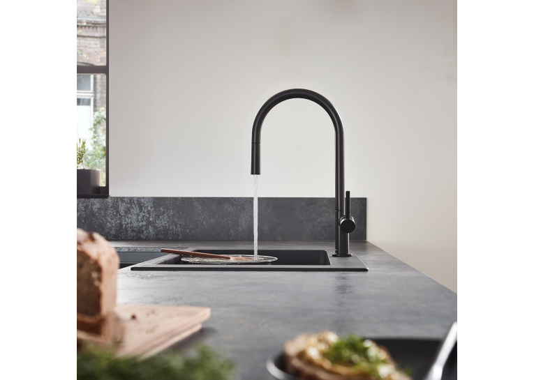 Змішувач Hansgrohe Talis M54 для кухонного миття з висувним душем Sbox Matt Black 72803670