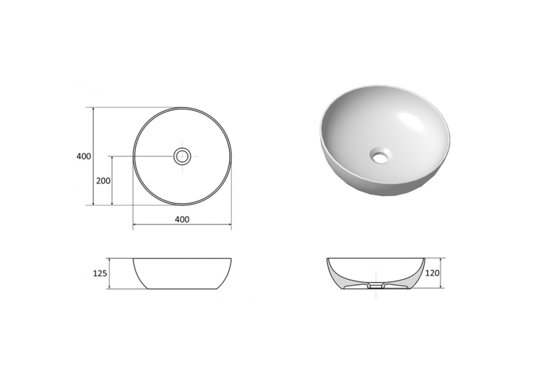  Умивальник Ravak Uni 400 B Slim XJX01140003