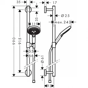 Душевой набор Hansgrohe Raindance Select S 120 3jet 90см EcoSmart 9 л/мин 26323000