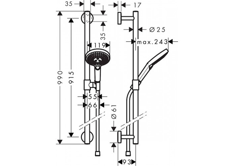 Душовий набір Hansgrohe Raindance Select S 120 3jet 90см EcoSmart 9 л/хв 26323000
