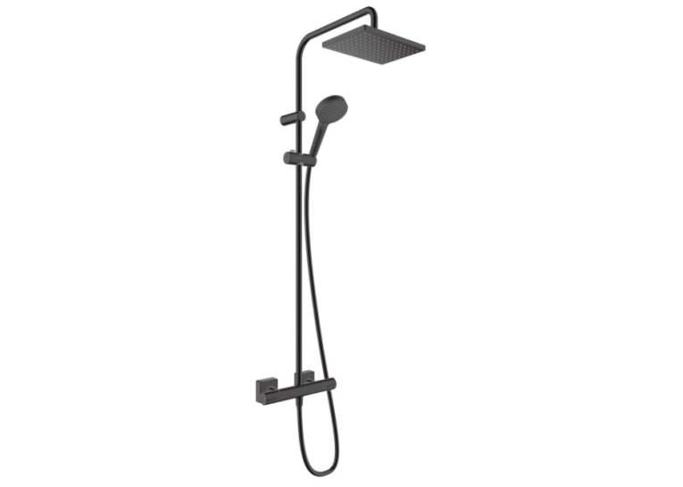 Душова система з термостатом Hansgrohe Vernis Shape Showerpipe 230 1jet EcoSmart 26097670 чорний матовий