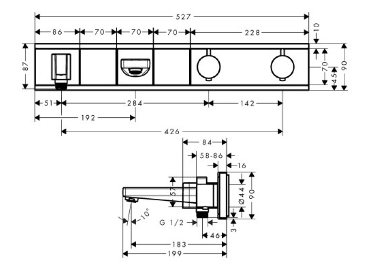 Термостат для ванни Hansgrohe RainSelect із 2 споживачами Chrome/Black 15359600