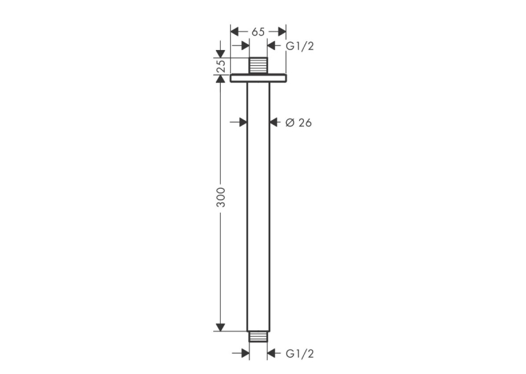 Кронштейн для верхнего душа Hansgrohe Vernis Shape, 30 см хром 26407000