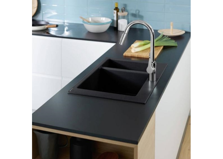 Кухонна мийка Hansgrohe S510-F635 770х510 на дві чаші 180/450 Graphiteblack 43315170