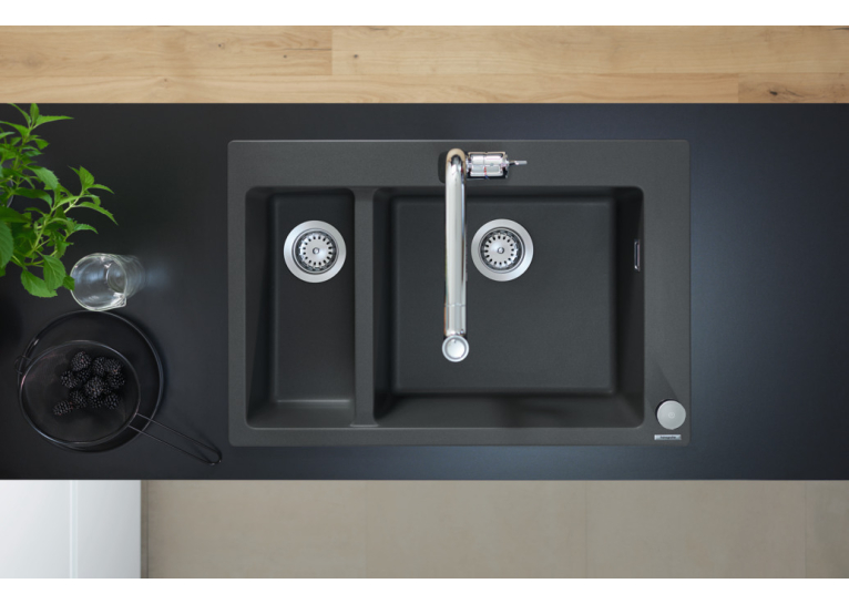 Кухонна мийка Hansgrohe S510-F635 770х510 на дві чаші 180/450 Graphiteblack 43315170
