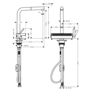 Смеситель для кухни Hansgrohe Aquno Select M81 с выдвижным душем, под сталь 73836800