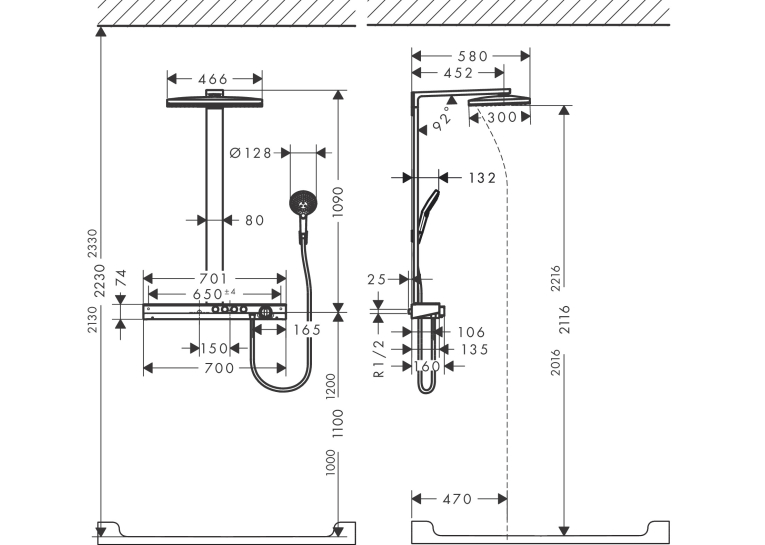 Душова система Hansgrohe Rainmaker Select Showerpipe 460 2jet з термостатом, білий/хром 27109400 (Пошкоджене пакування)