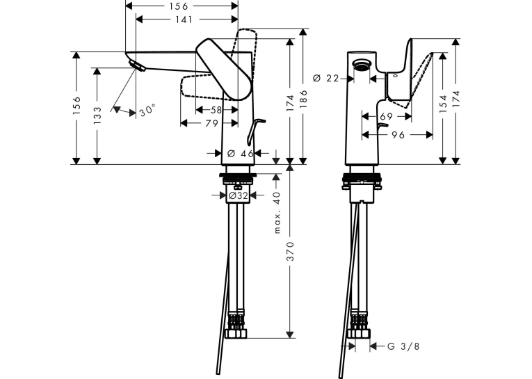 Смеситель для раковины Hansgrohe Talis E 150 с донным клапаном Matt White 71754700