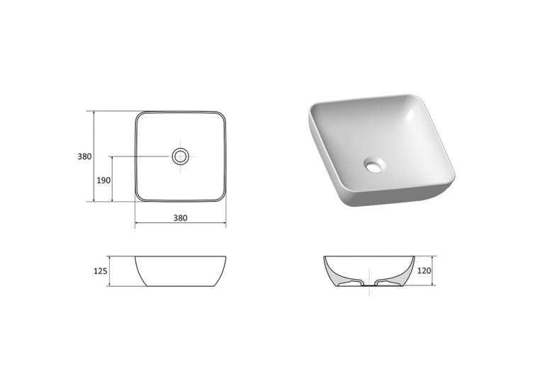  Умивальник Ravak Uni 380 S Slim XJX01138001