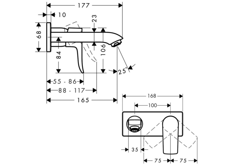 Смеситель для раковины настенный Hansgrohe Metris 31251000