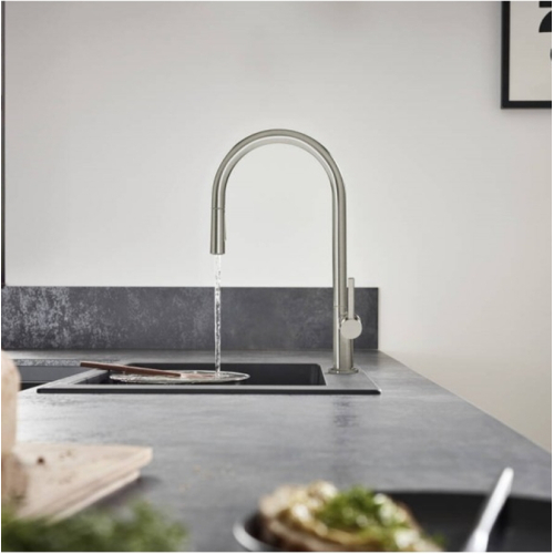 Смеситель Hansgrohe Talis M54 для кухонной мойки с выдвижным душем Stainless Steel 72801800
