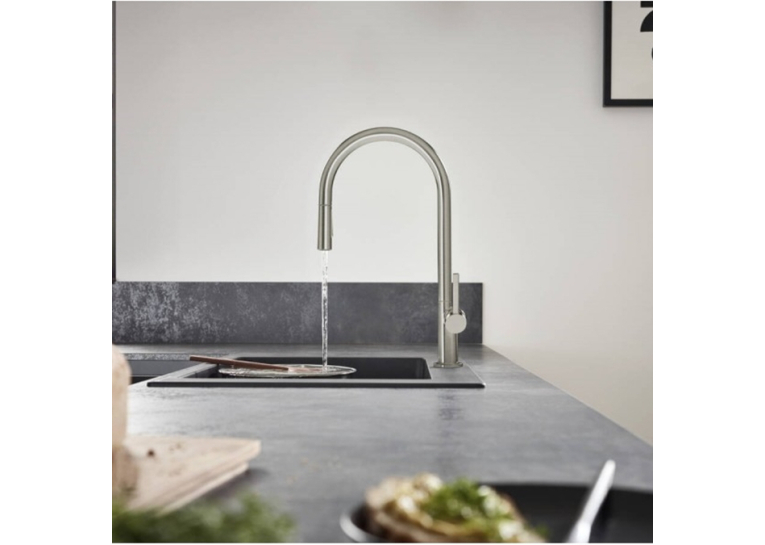 Змішувач Hansgrohe Talis M54 для кухонного миття з висувним душем Stainless Steel 72801800