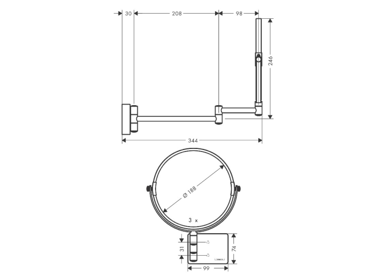 Дзеркало косметичне Hansgrohe AddStoris 41791000 хром