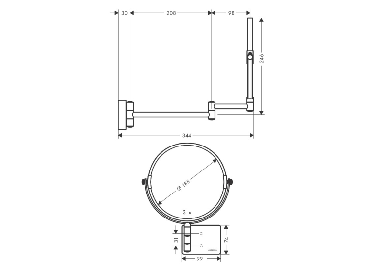 Дзеркало косметичне Hansgrohe AddStoris 41791000 хром