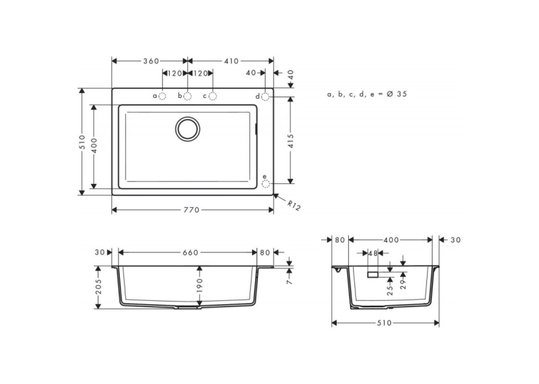 Кухонна мийка Hansgrohe S510-F660 77х51 Graphite Black 43313170
