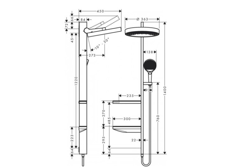 Душова система Hansgrohe Rainfinity Showerpipe 360 1jet 26842700