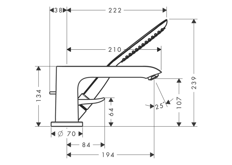 Змішувач на борт ванни Hansgrohe Metris, 31190000