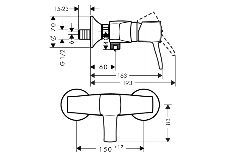 Змішувач одноважільний для душу Hansgrohe Metropol Classic, 31360090