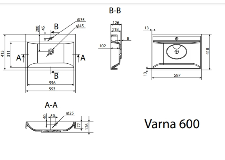 Умивальник Radaway Varna 60 (U124060-03-01)