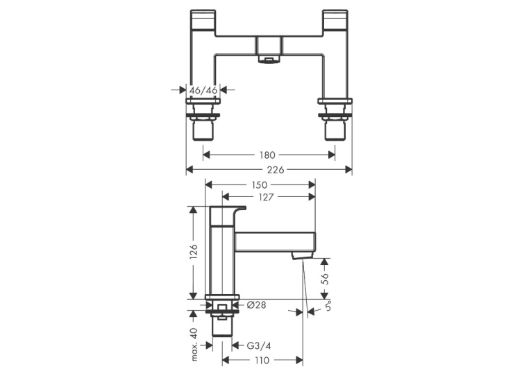 Змішувач на борт ванни Hansgrohe Vernis Shape 71452670 чорний.