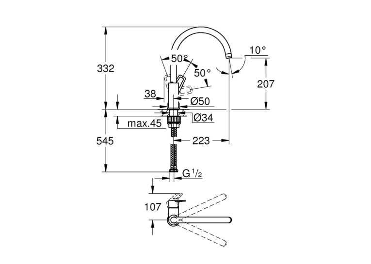 Змішувач для кухні Grohe BauLoop 31232001 