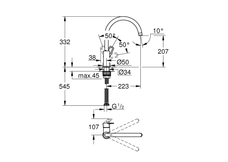 Змішувач для кухні Grohe BauLoop 31232001 