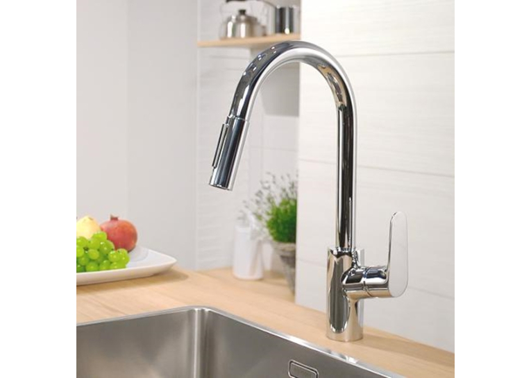 Кухонний змішувач Hansgrohe Focus із висувним душем Sbox 73880000