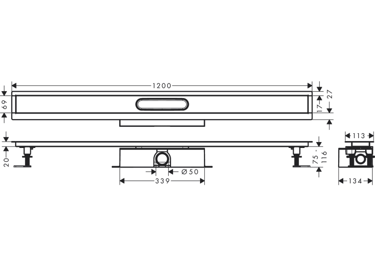 Монтажний комплект для каналів ø50 Hansgrohe uBox universal 1200 мм 56027180