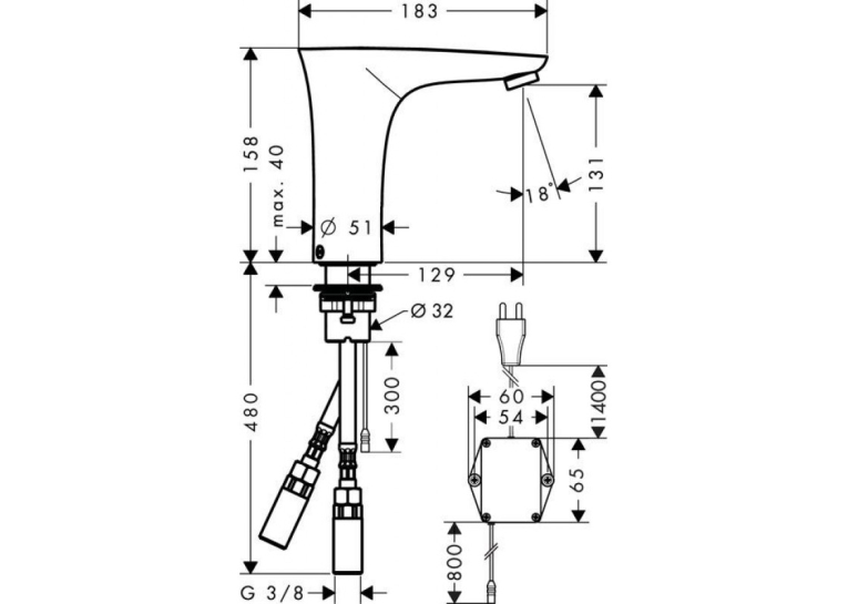 Електронний змішувач для раковини Hansgrohe PuraVida Chrome 15172000