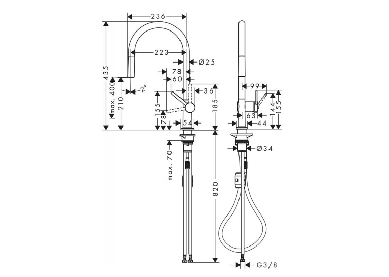 Змішувач Hansgrohe Talis M54 для кухонного миття з висувним душем Matt Black 72802670