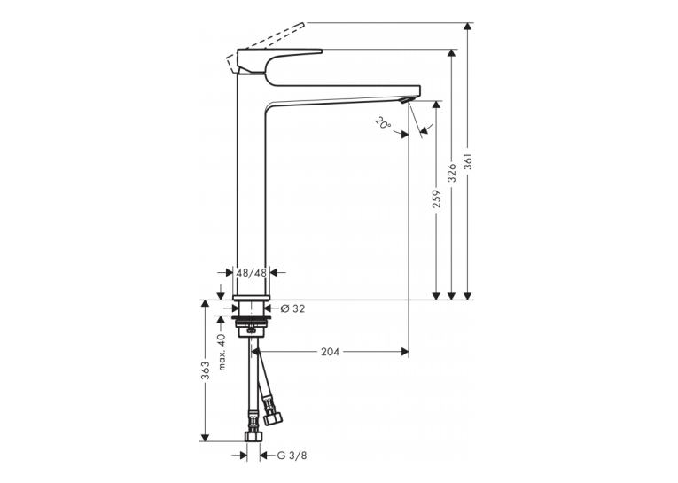 Змішувач для раковини Hansgrohe Metropol, 32512000