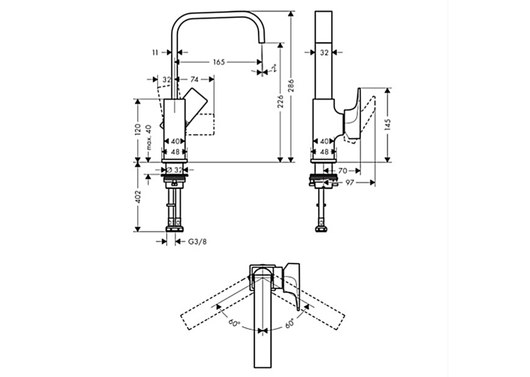 Смеситель для раковины Hansgrohe Metropol, 32511000