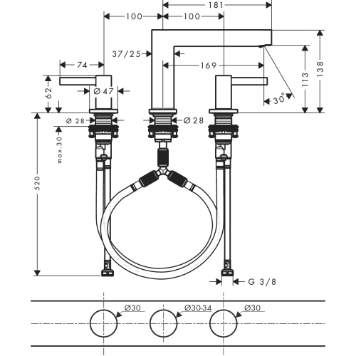 Смеситель Hansgrohe Finoris для раковины, хром 76033000