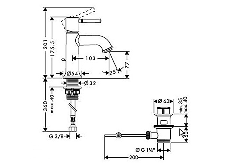 Змішувач для раковини Hansgrohe Talis Classic 14111000
