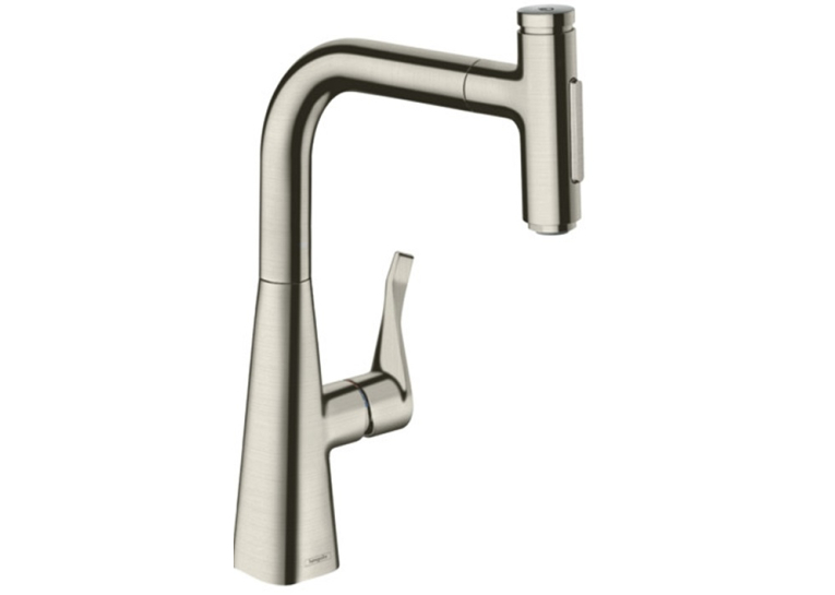 Змішувач для кухні Hansgrohe Metris Select 240 2jet з висувним зливом Stainless Steel Finish 73822800