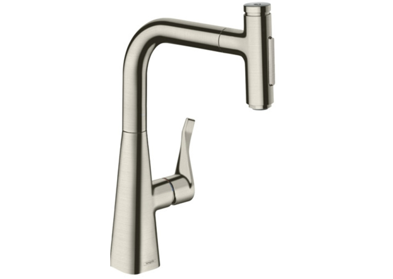 Змішувач для кухні Hansgrohe Metris Select 240 2jet з висувним зливом Stainless Steel Finish 73822800