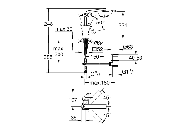 Змішувач для раковини Grohe EUROCUBE 23135000