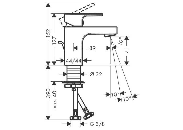 Змішувач для раковини Hansgrohe Vernis Shape 71560670 чорний.