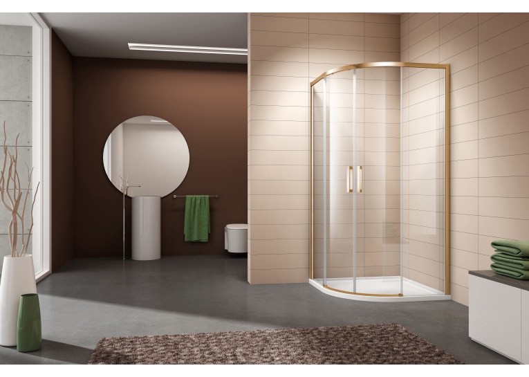 Душевая кабина Volle SOLO 90x90x195 см, профиль cepillado oro, стекло прозрачное 6мм, без поддона 1010.114515