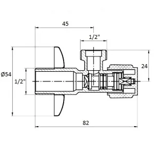 Кутовий вентиль G1/2-G1/2, AV01