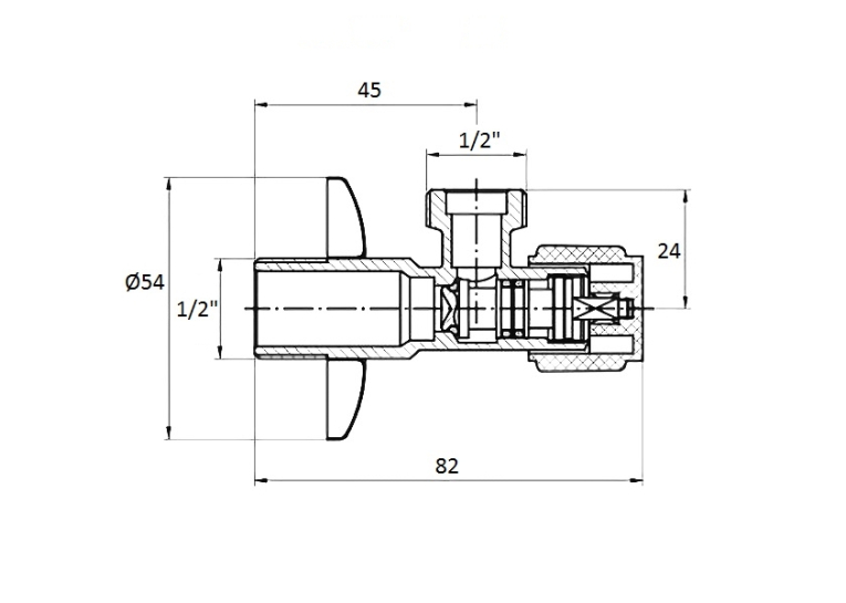  Кутовий вентиль G1/2-G1/2, AV01