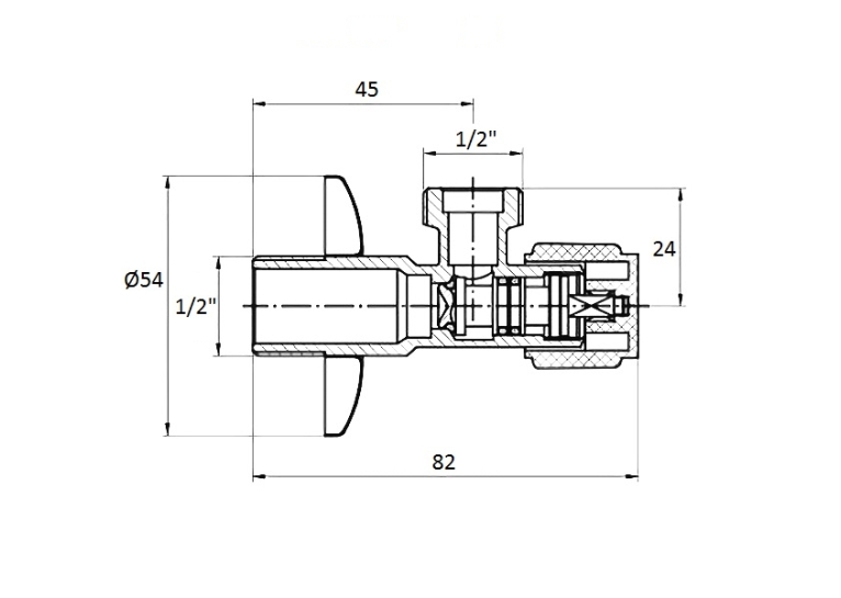 Угловой вентиль G1/2-G1/2, AV01