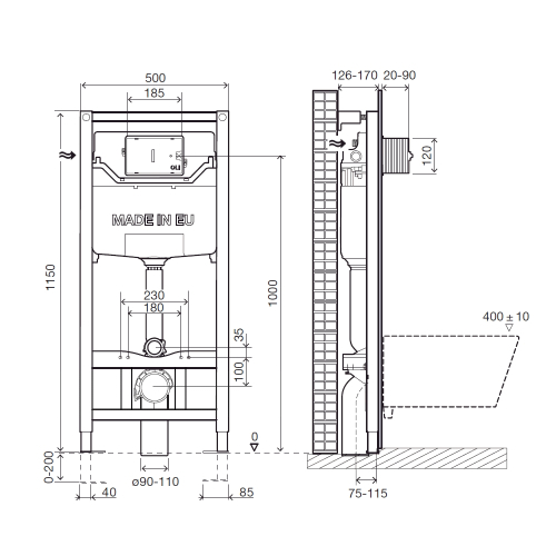 Инсталляция для подвесного унитаза Imprese, i5220OLIpure