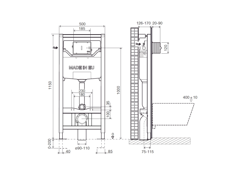 Инсталляция для подвесного унитаза Imprese, i5220OLIpure