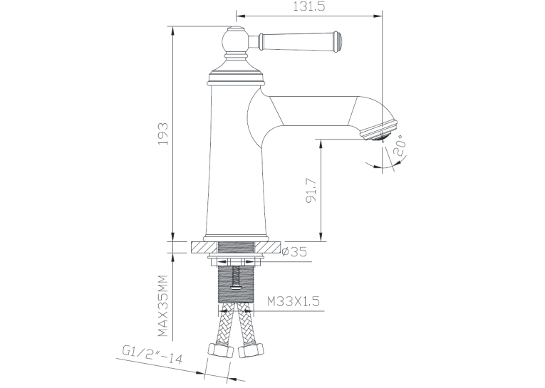  Змішувач для раковини IMPRESE HYDRANT,сатин, ZMK031806010