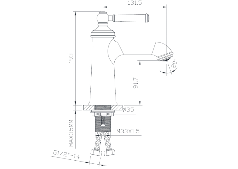  Змішувач для раковини IMPRESE HYDRANT,сатин, ZMK031806010